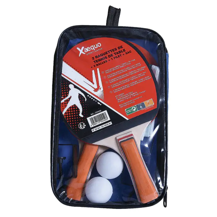 Set de 2 raquettes de tennis de table et 2 balles et filet